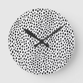 Dalmatian Spots (black/white) Round Clock