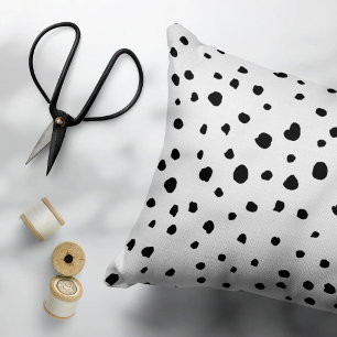 Dalmatian Spots, Dalmatian Dots, Black and White Decorative Cushion