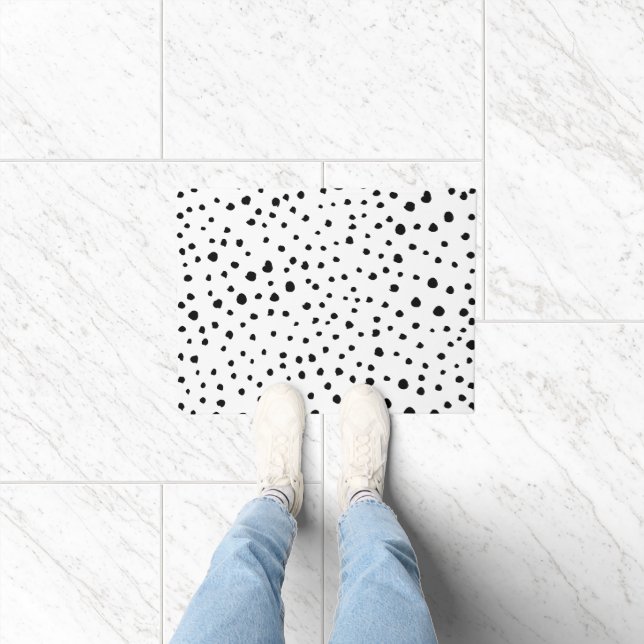Dalmatian Spots, Dalmatian Dots, Black and White Doormat (Indoor)