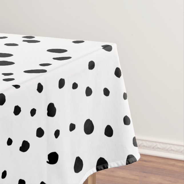 Dalmatian Spots, Dalmatian Dots, Black and White Tablecloth (In Situ)