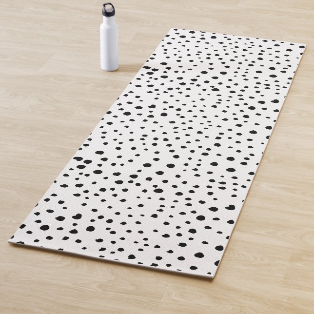 Dalmatian Spots, Dalmatian Dots, Black and White Yoga Mat (In Situ)