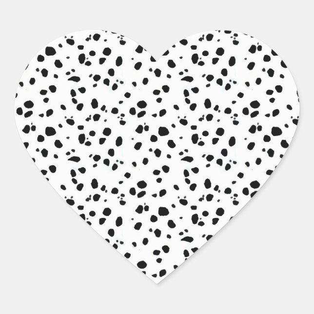 Dalmatian Spots, Dalmatian Print, Dalmatian Fur Heart Sticker (Front)