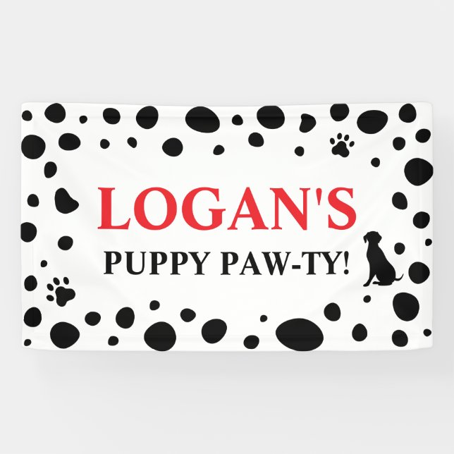 Dalmatian Spots Dog Happy Birthday Banner (Horizontal)