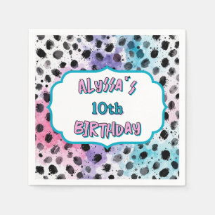 Dalmatian Spots Pastel Watercolor Birthday  Napkin