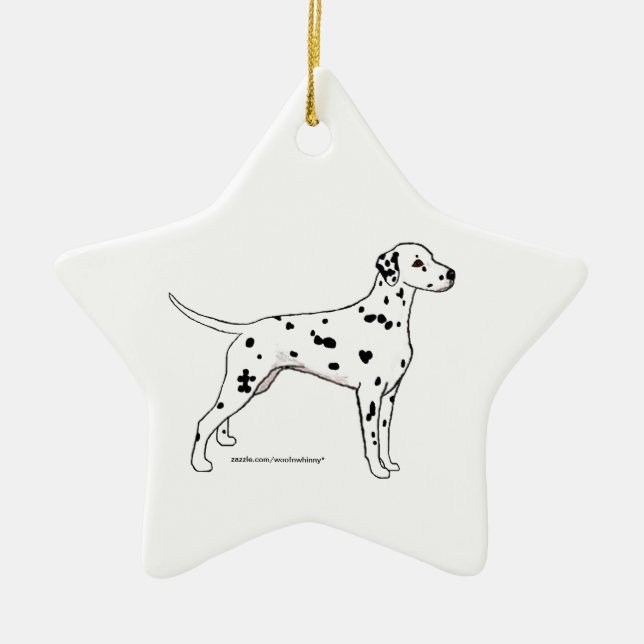 Dalmatian Star -- Black-Spotted Ceramic Tree Decoration (Front)