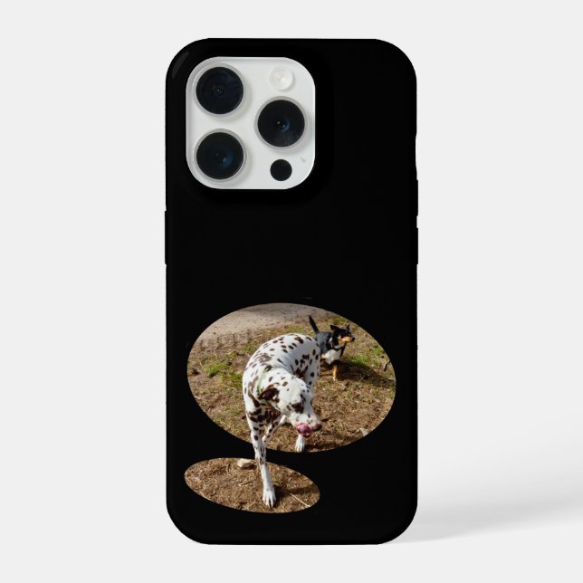 Dalmatian Stepping Out Window Frame, iPhone Case (Back)