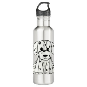 Dalmatian stuffed dog drawing outline simple black 710 ml water bottle