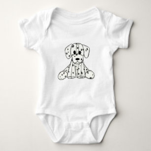 Dalmatian stuffed dog drawing outline simple black baby bodysuit