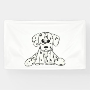 Dalmatian stuffed dog drawing outline simple black banner