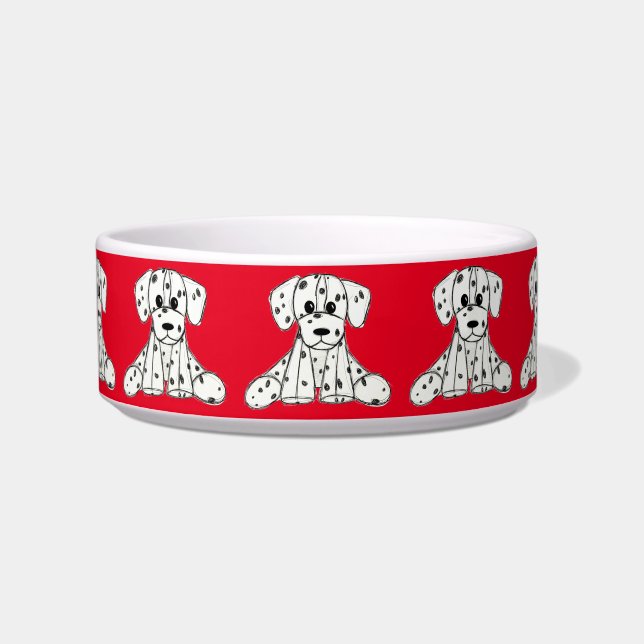 Dalmatian stuffed dog drawing outline simple black bowl (Front)