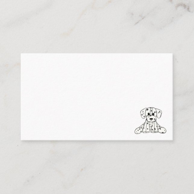 Dalmatian stuffed dog drawing outline simple black business card (Front)
