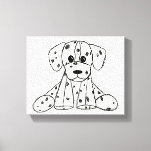 Dalmatian stuffed dog drawing outline simple black canvas print
