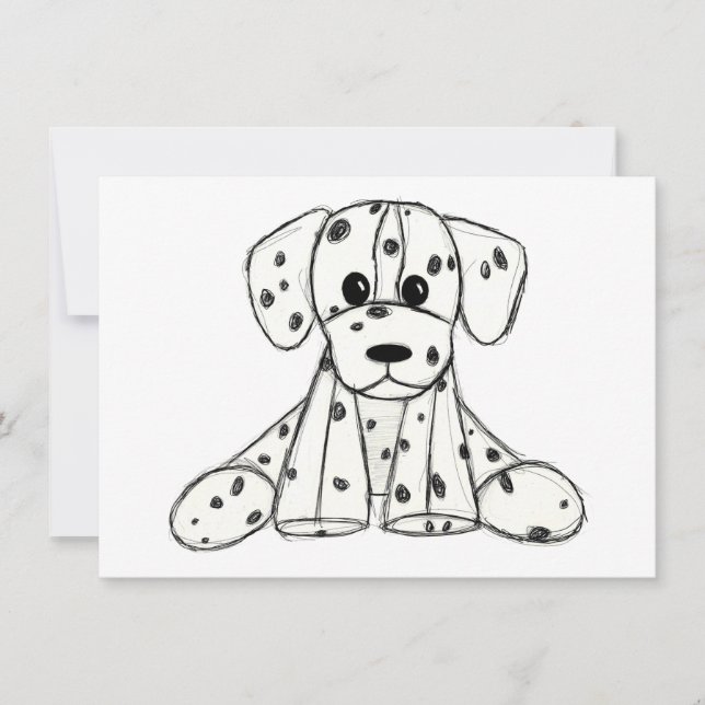 Dalmatian stuffed dog drawing outline simple black card (Front)