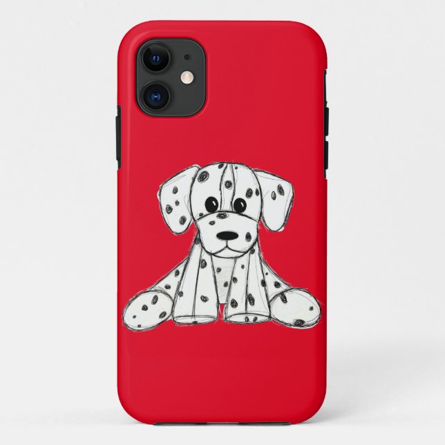 Dalmatian stuffed dog drawing outline simple black Case-Mate iPhone case (Back)