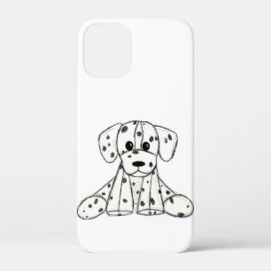 Dalmatian stuffed dog drawing outline simple black iPhone 12 mini case