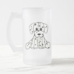 Dalmatian stuffed dog drawing outline simple black frosted glass beer mug