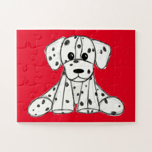 Dalmatian stuffed dog drawing outline simple black jigsaw puzzle