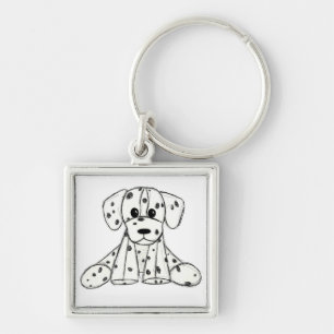 Dalmatian stuffed dog drawing outline simple black key ring