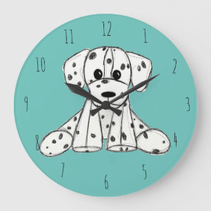 Dalmatian stuffed dog drawing outline simple black large clock