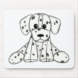 Dalmatian stuffed dog drawing outline simple black mouse mat