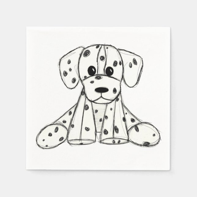 Dalmatian stuffed dog drawing outline simple black napkin (Front)
