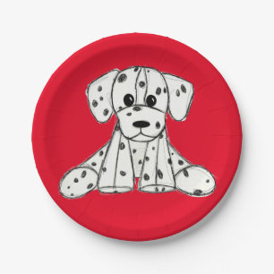 Dalmatian stuffed dog drawing outline simple black paper plate
