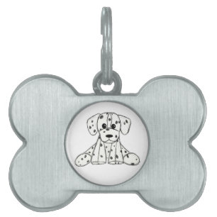 Dalmatian stuffed dog drawing outline simple black pet ID tag