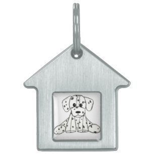 Dalmatian stuffed dog drawing outline simple black pet ID tag