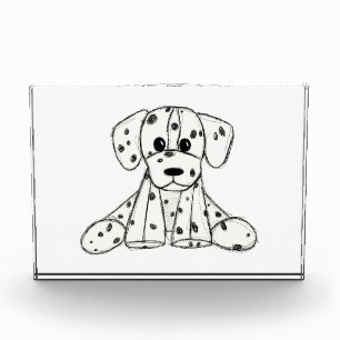 Dalmatian stuffed dog drawing outline simple black photo block