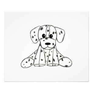 Dalmatian stuffed dog drawing outline simple black photo print