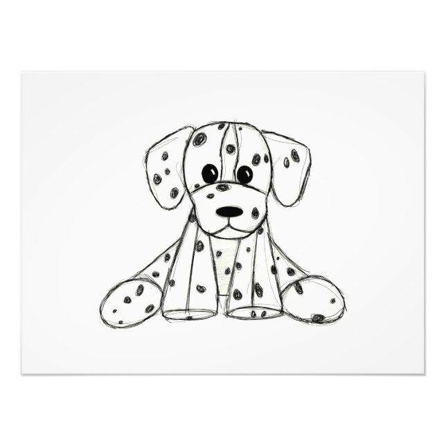 Dalmatian stuffed dog drawing outline simple black photo print (Front)