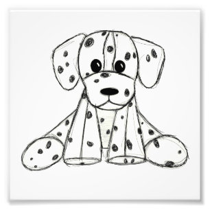 Dalmatian stuffed dog drawing outline simple black photo print
