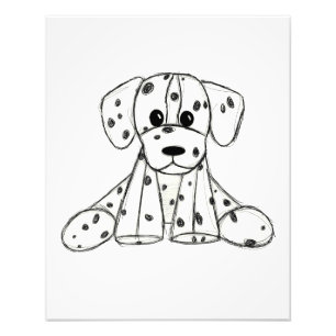 Dalmatian stuffed dog drawing outline simple black photo print