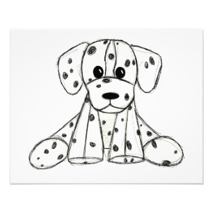 Dalmatian stuffed dog drawing outline simple black photo print