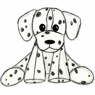Dalmatian stuffed dog drawing outline simple black photo sculpture decoration