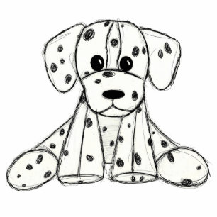 Dalmatian stuffed dog drawing outline simple black photo sculpture key ring