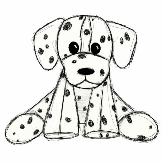 Dalmatian stuffed dog drawing outline simple black photo sculpture key ring (Front)