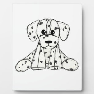 Dalmatian stuffed dog drawing outline simple black plaque
