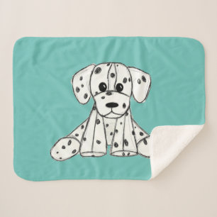 Dalmatian stuffed dog drawing outline simple black sherpa blanket