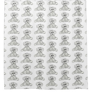 Dalmatian stuffed dog drawing outline simple black shower curtain