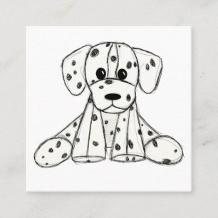 Dalmatian stuffed dog drawing outline simple black square business card