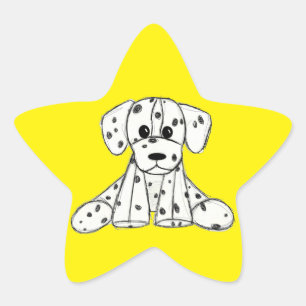 Dalmatian stuffed dog drawing outline simple black star sticker