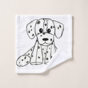 Dalmatian stuffed dog drawing outline simple black wash cloth