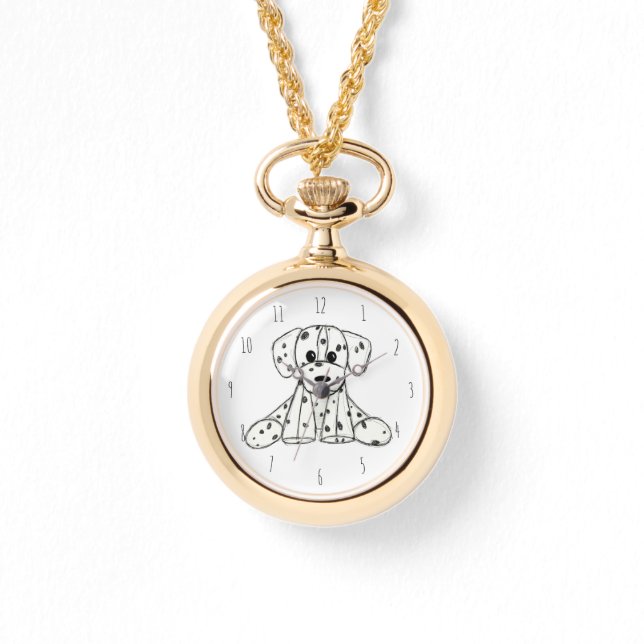 Dalmatian stuffed dog drawing outline simple black watch (Front)