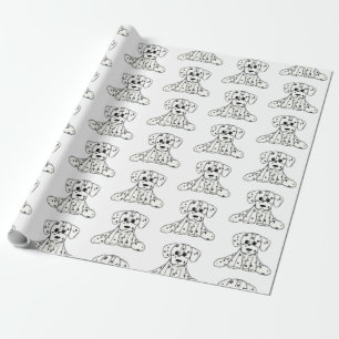 Dalmatian stuffed dog drawing outline simple black wrapping paper
