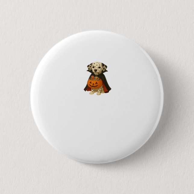 Dalmatian Trick-or-Treat Halloween Dog with Pumpki 6 Cm Round Badge (Front)
