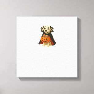Dalmatian Trick-or-Treat Halloween Dog with Pumpki Canvas Print