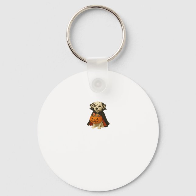 Dalmatian Trick-or-Treat Halloween Dog with Pumpki Key Ring (Front)