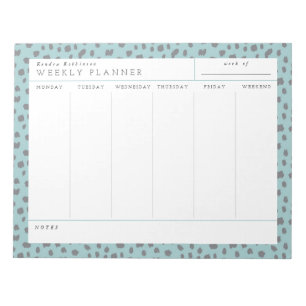 Dalmatian Turquoise Weekly Planner Notepad
