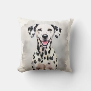 Dalmatian Watercolor Ink Blot Art Cushion